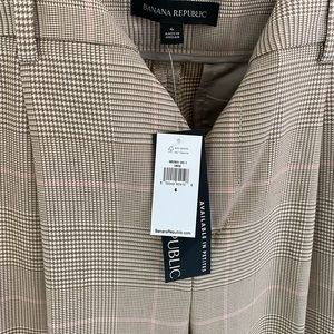 Tan Micro Gingham Check Trousers